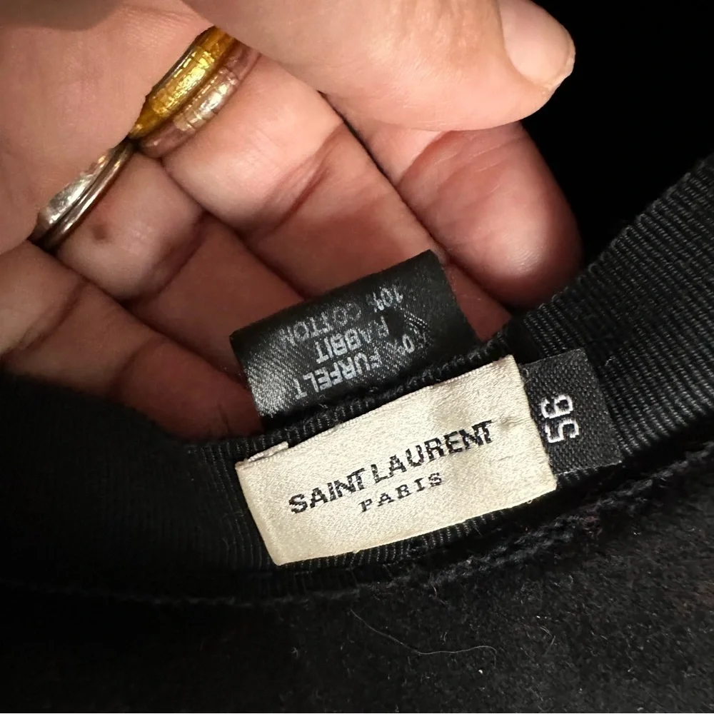 SAINT LAURENT Paris Runway Hedi Slimane Fedora Rabbit Fur Women's Hat 56 - Picture 5 of 7